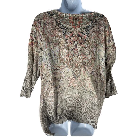 Time and Tru Tunic Top Womens Plus XXXL / 22 Paisley Animal Print Bohemian Flowy - Picture 4 of 8